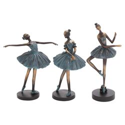 3 Piece Ballerina Figurine Set in Blue