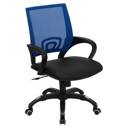 Mid Back Computer Chair in Black & Blue with Arms