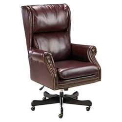 High Back Traditional Office Chair in Oxblood with Arms