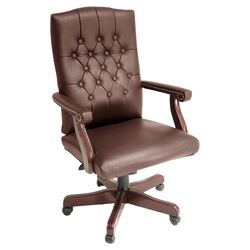 High Back Ivy League Office Chair in Burgundy with Arms