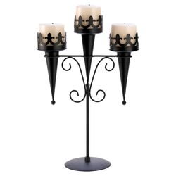 Medieval Iron Candelabra in Black