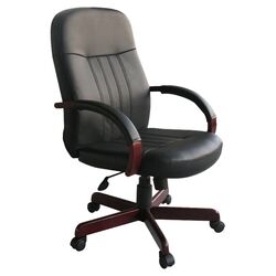 Lir Mid Back Leather Chair in Black
