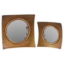 2 Piece Metal Mirror Set in Brown