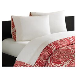 Scarf Paisley 4 Piece Sheet Set in White & Taupe