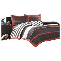 Ashton Comforter Set in Grey & Orange