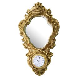 Vintage Eames Era Wall Mirror & Clock in Gold