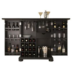 Alexandria Expandable Bar Cabinet in Black