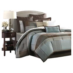 Lincoln Square 8 Piece Comforter Set in Blue & Brown