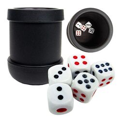 Black 6 Piece Dice Cup Set with 5 Dice