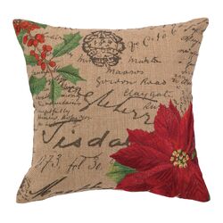 Poinsettia Burlap Pillow 
