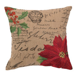 Poinsettia Burlap Pillow 