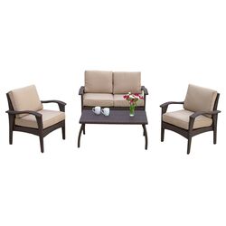Moroni 9 Piece Deep Seating Group in Grey with Cushions