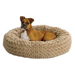 Quiet Time Deluxe Bagel Dog Bed in Taupe Swirl