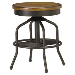 Adjustable Swivel Factory Stool in Hickory