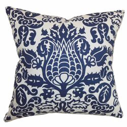 Dolbeau Floral Cotton Pillow in Navy