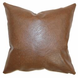 Airlie Faux Leather Pillow in Brown