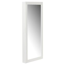 Wall Mount Mirrored Jewelry Armoire in White
