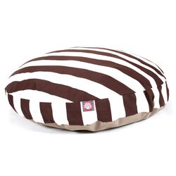 Vertical Stripe Round Pet Bed in Chocolate