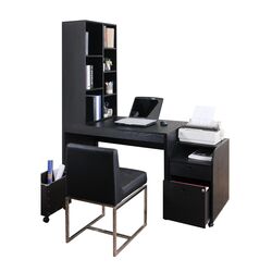 Concept Modular Office Desk with Bookcase in Black