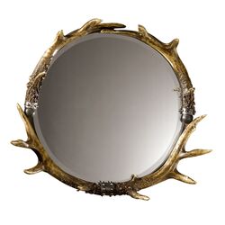 Stag Horn Mirrored Tray in Natural Brown