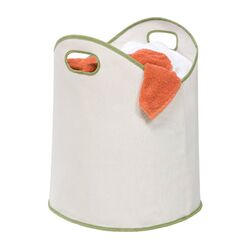 Canvas Laundry Basket in White & Green (Set of 2)