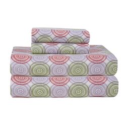 Starburst Flannel Sheet Set in Pink & Lime