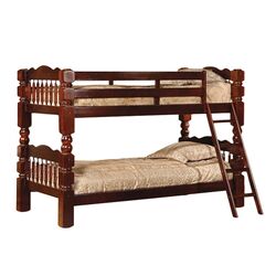 Columbia Twin Over Twin Trundle Bunk Bed in Antique Walnut