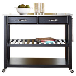 Stainless Steel Top Kitchen Cart in Black Stainless Steel Top Kitchen Cart in Black