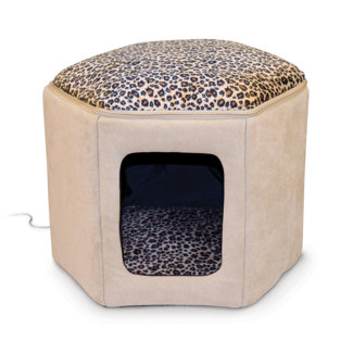 K&H Manufacturing Thermo-Kitty Heated Sleep House in Tan / Leopard