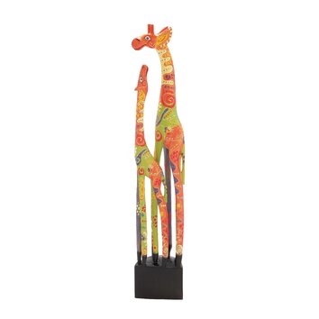 The Colorful Wood Giraffe Statue | Wayfair