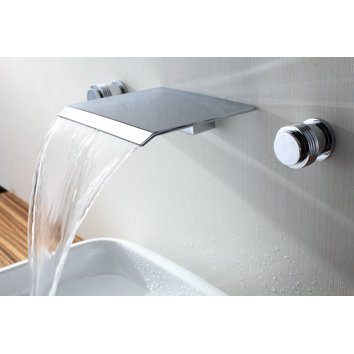 ... Handle Wall Mount Waterfall Bathroom Sink Faucet & Reviews Wayfair