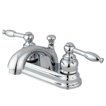 Centerset Bathroom Faucet with Double Lever Handles Finish: Polished Brass