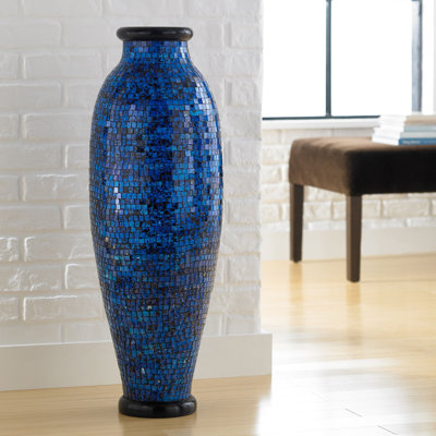 Mosaic Ocean Blue Round Floor Vase