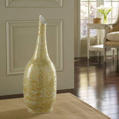 Mosaic Golden Shimmer Round Floor Vase