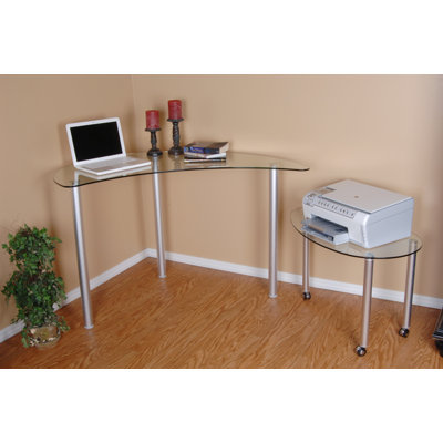 Tier One Designs Corner Computer Desk with Glass Top