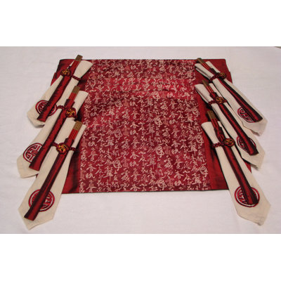 Poly Silk Jacquard Placemat in Red (Set of 6)