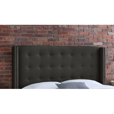 Linen Nail Button Tufted Upholstered Headboard by Skyline Furniture -image