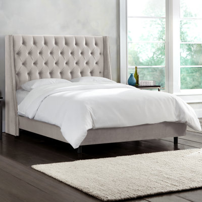 Mystere Velvet Upholstered Wingback Bed by Skyline Furniture -image