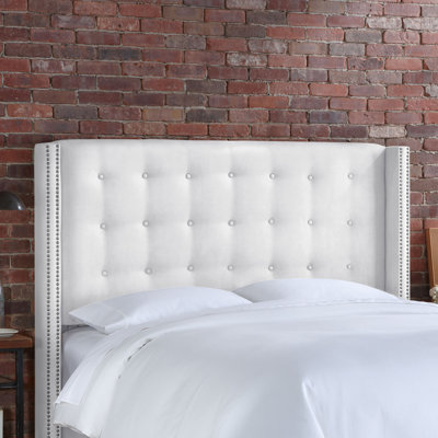 Skyline Furniture Nail Button Tufted Microsuede Wingback Headboard