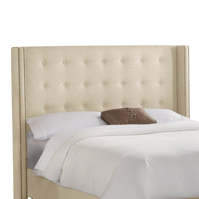 Click To Image : Nail Button Tufted Cotton Wingback Headboard by Skyline Furniture Now