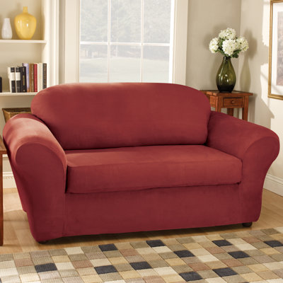 Sure-Fit Stretch Suede Separate Seat Loveseat Slipcover