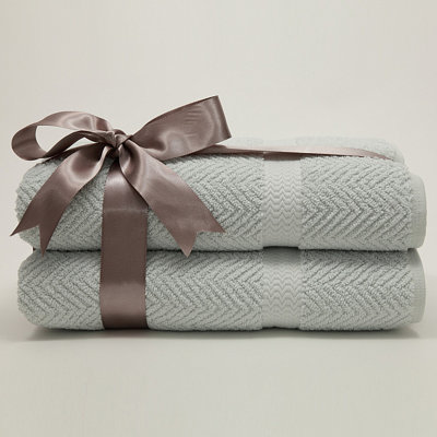 Linum Home Textiles Luxury Hotel & Spa Collection Herringbone Weave 100% Turkish Cotton Bath Towels (Set of 2)