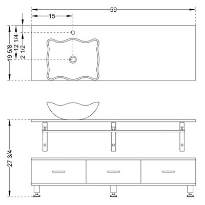 Dreamline Modern Glass Clear Horizon II Large Vanity