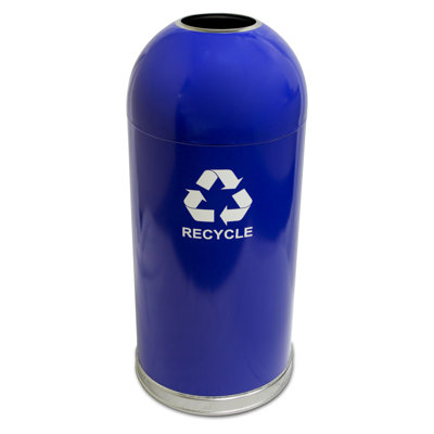 Witt Metal Series 15 Gallon Open Dometop Recycling Container with Galvanized Liner and Recycle Logo