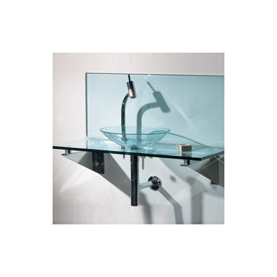 Whitehaus Collection New Generation Transparent Glass L-Shaped Top System with Glass Basin