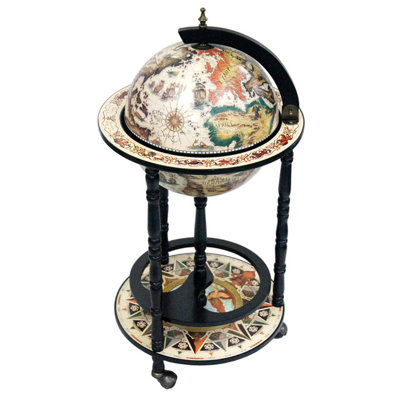 Merske LLC Italian Style 13" Floor Globe Bar White in Old World