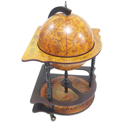 Merske LLC Italian Style 16.5" Corner Floor Globe Bar in Old World