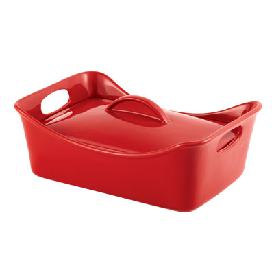 Rachael Ray Stoneware 3.5-Quart Covered Rectangle Casserole Pan