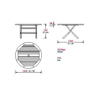Barlow Tyrie Teak Ascot Large Round Folding Dining Table