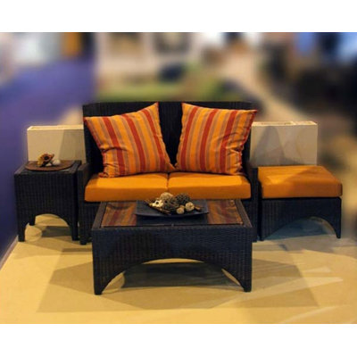 Barlow Tyrie Teak Savannah Woven Deep Loveseat with Cushions